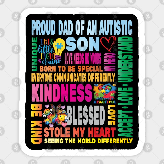 Autism Proud Dad Father Son Love Autistic Kids Autism Awareness Family Sticker by Envision Styles